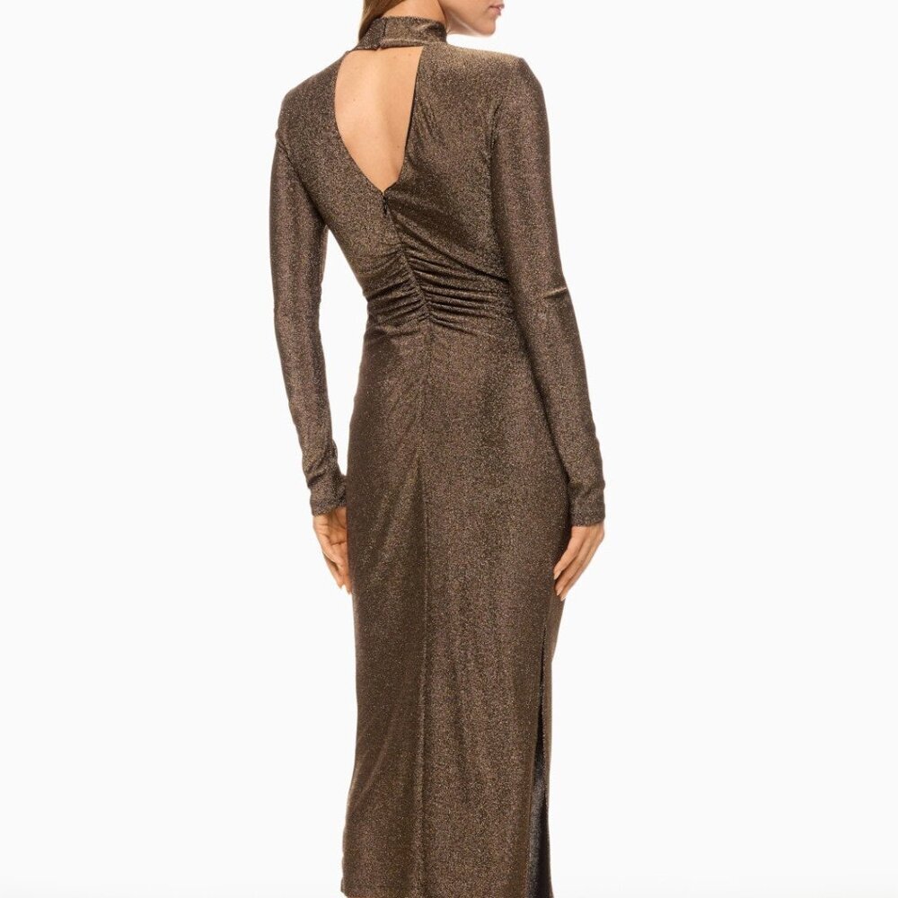 Ramy Brook Amarilys Dress Shimmering Brown Long Sleeve Dress - Picture 3 of 8